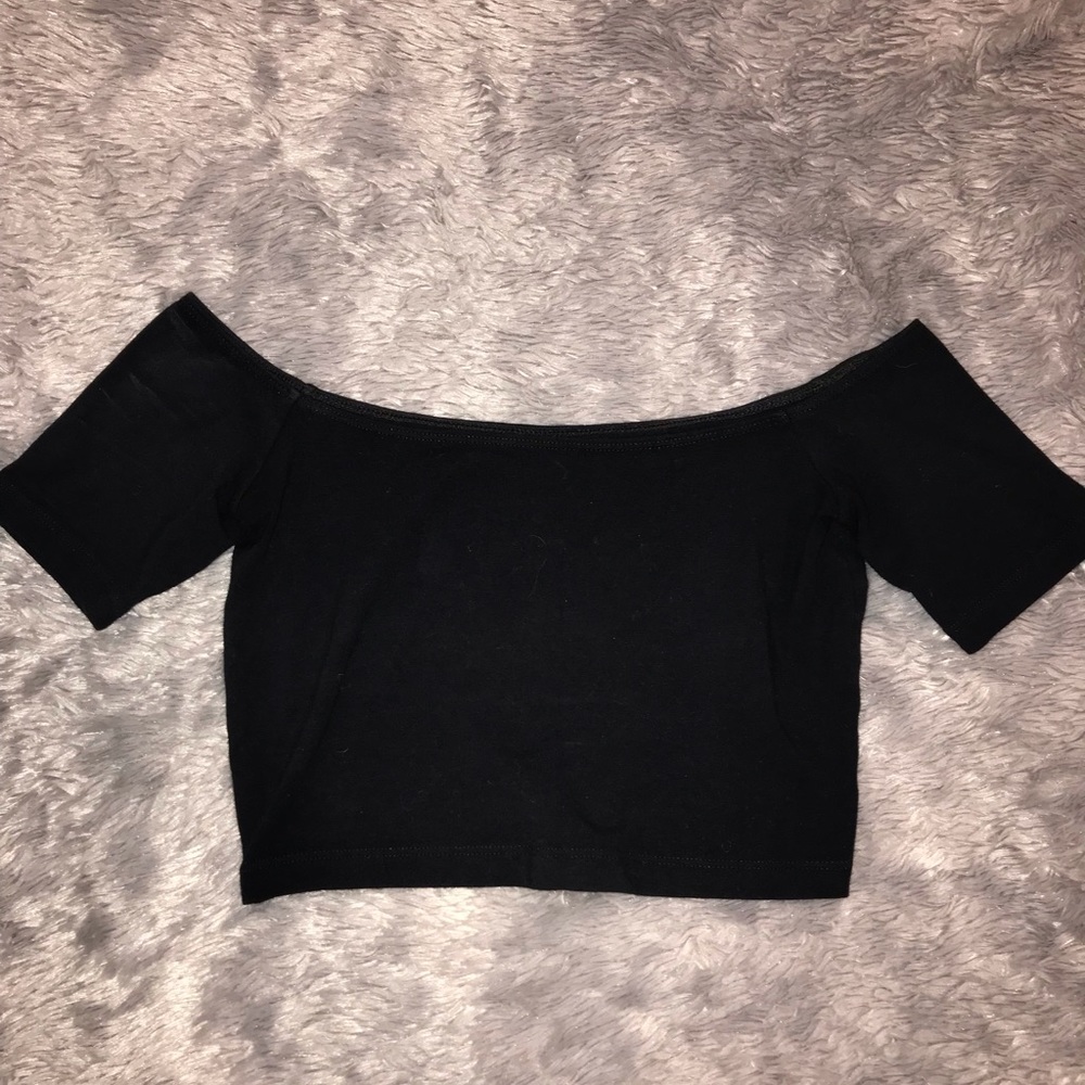 Black Crop top off the shoulder